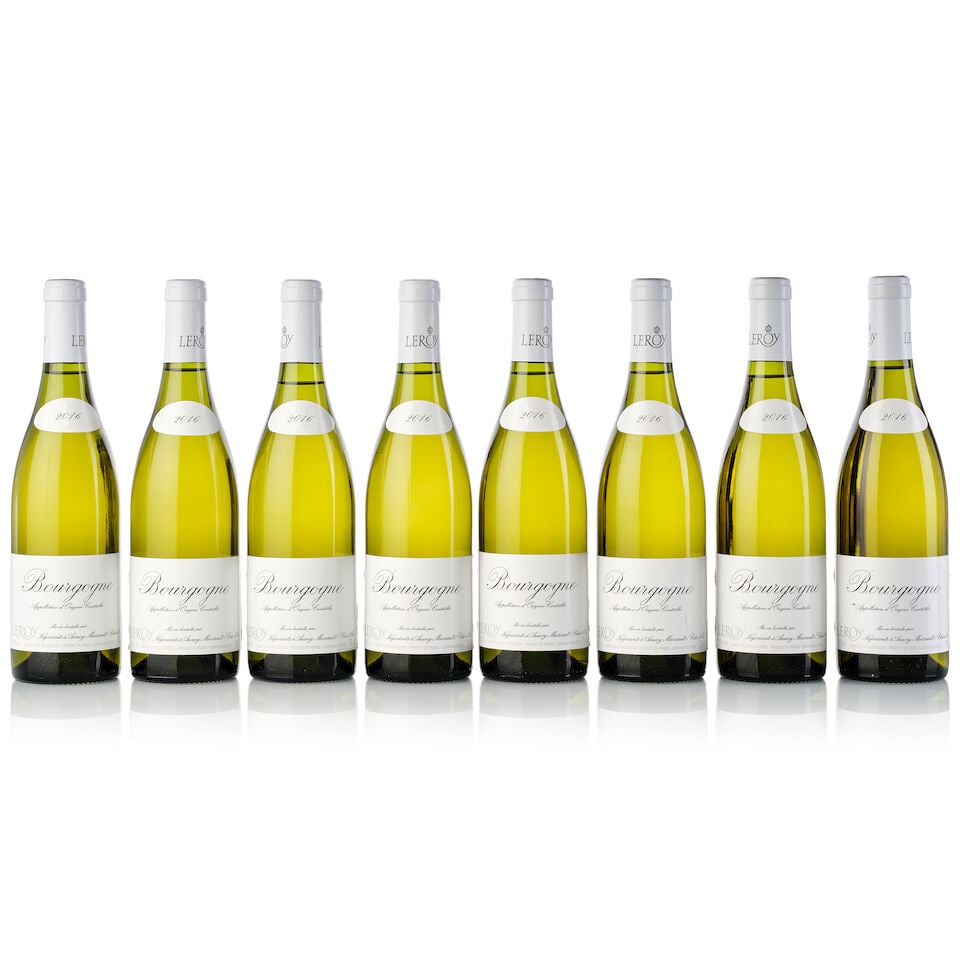 Maison Leroy Bourgogne Blanc, 2016 (8x 750ml): Maison Leroy Bourgogne Blanc, 2016 (8x 750ml) Region: Burgundy Label: 4x slightly scuffed, 2x scuffed, 1x slightly torn, 1x slightly marked, 1x slightly marked vintage tag, 1x slightly scuffed vintage
