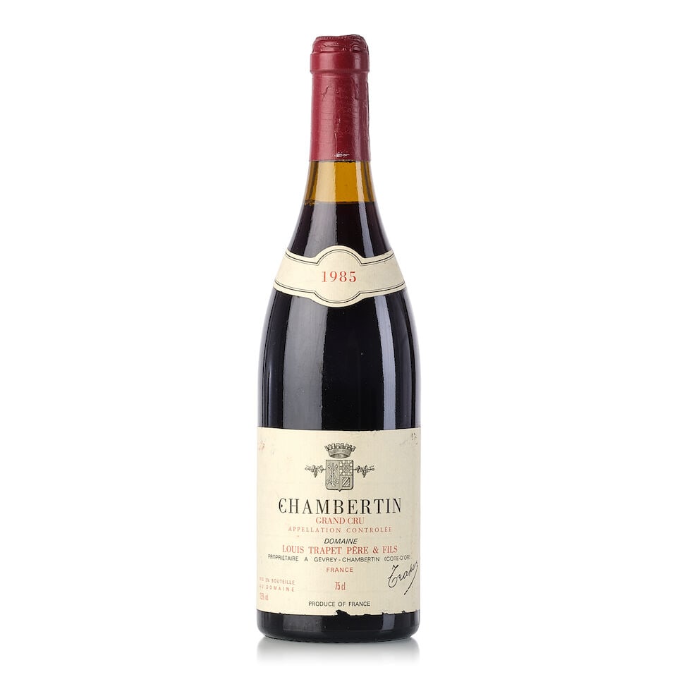 Domaine Trapet Père & Fils Chambertin, 1985 (1x 750ml): Domaine Trapet Père & Fils Chambertin, 1985 (1x 750ml) Region: Burgundy Fill Level: 2.5cm Capsule: oxidised, wrinkled Label: slightly marked, torn For further information on this lot please visit