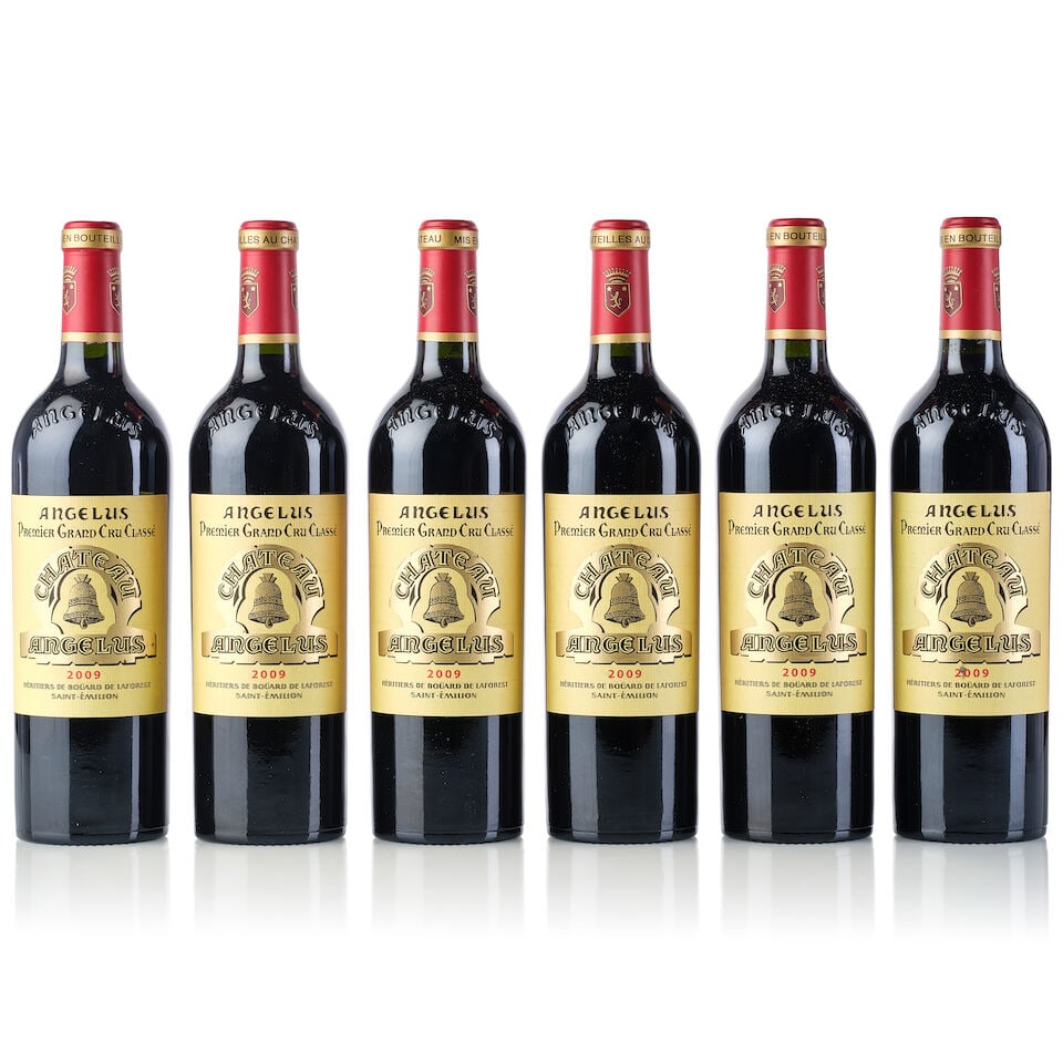 Château Angélus, 2009 (6x 750ml): Château Angélus, 2009 (6x 750ml) Region: Bordeaux Label: 1x slightly scuffed For further information on this lot please visit Bonhams.com For further information about this lot please