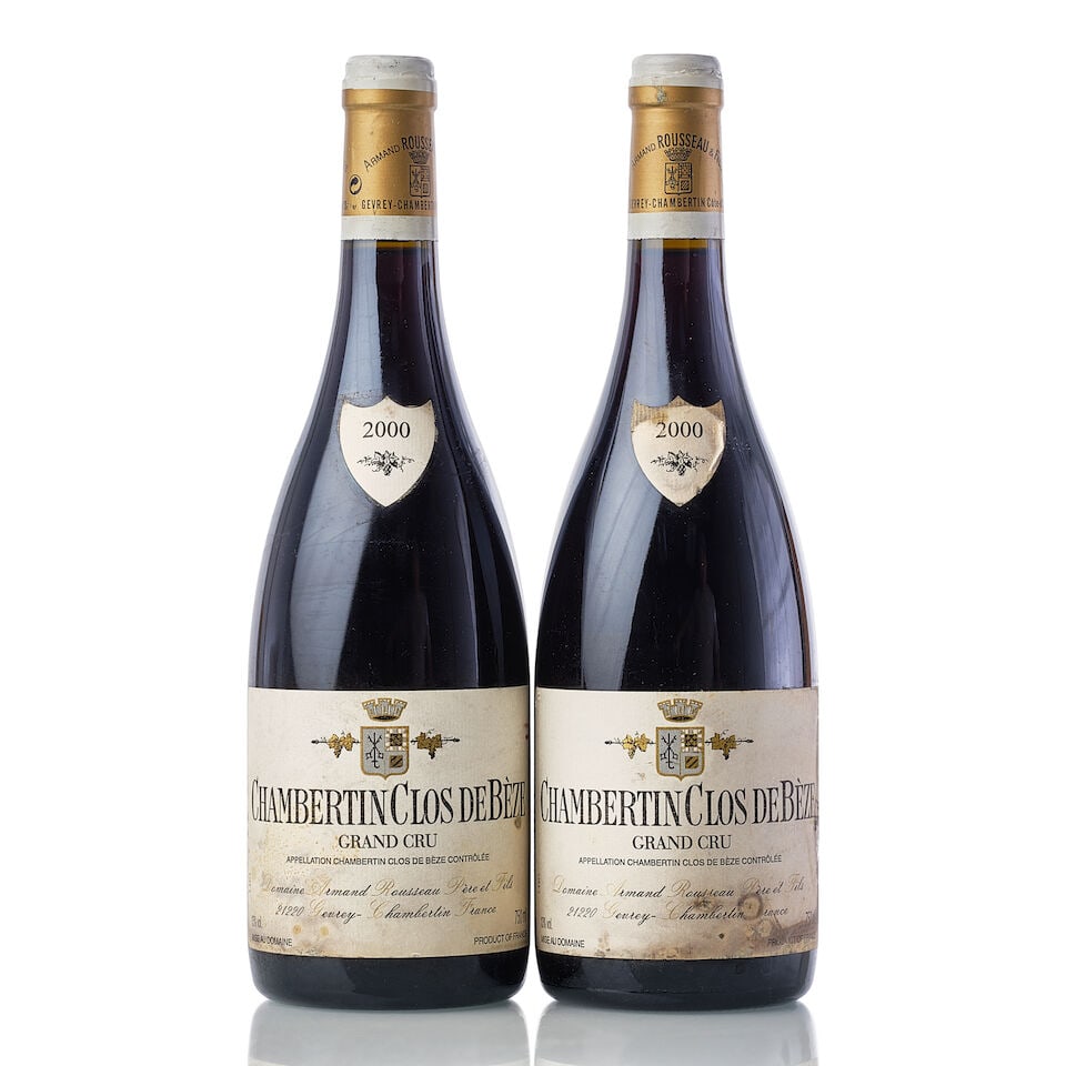 Domaine Armand Rousseau Chambertin Clos de Bèze, 2000 (2x 750ml): Domaine Armand Rousseau Chambertin Clos de Bèze, 2000 (2x 750ml) Region: Burgundy Fill Level: 2x 0.5cm Capsule: 1x slightly oxidised Label: 1x slightly marked, 2x damp-stained, 1x bin-soiled, 1x 