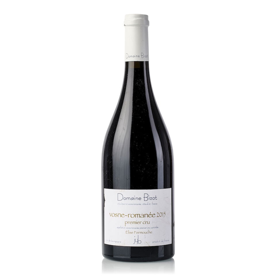 Domaine Bizot Vosne Romanée Élise Fermouche, 2015 (1x 750ml): Domaine Bizot Vosne Romanée Élise Fermouche, 2015 (1x 750ml) Region: Burgundy Capsule: slightly nicked Label: slightly bin-soiled, nicked Miscellaneous: 285 bottles produced; Japan importer 