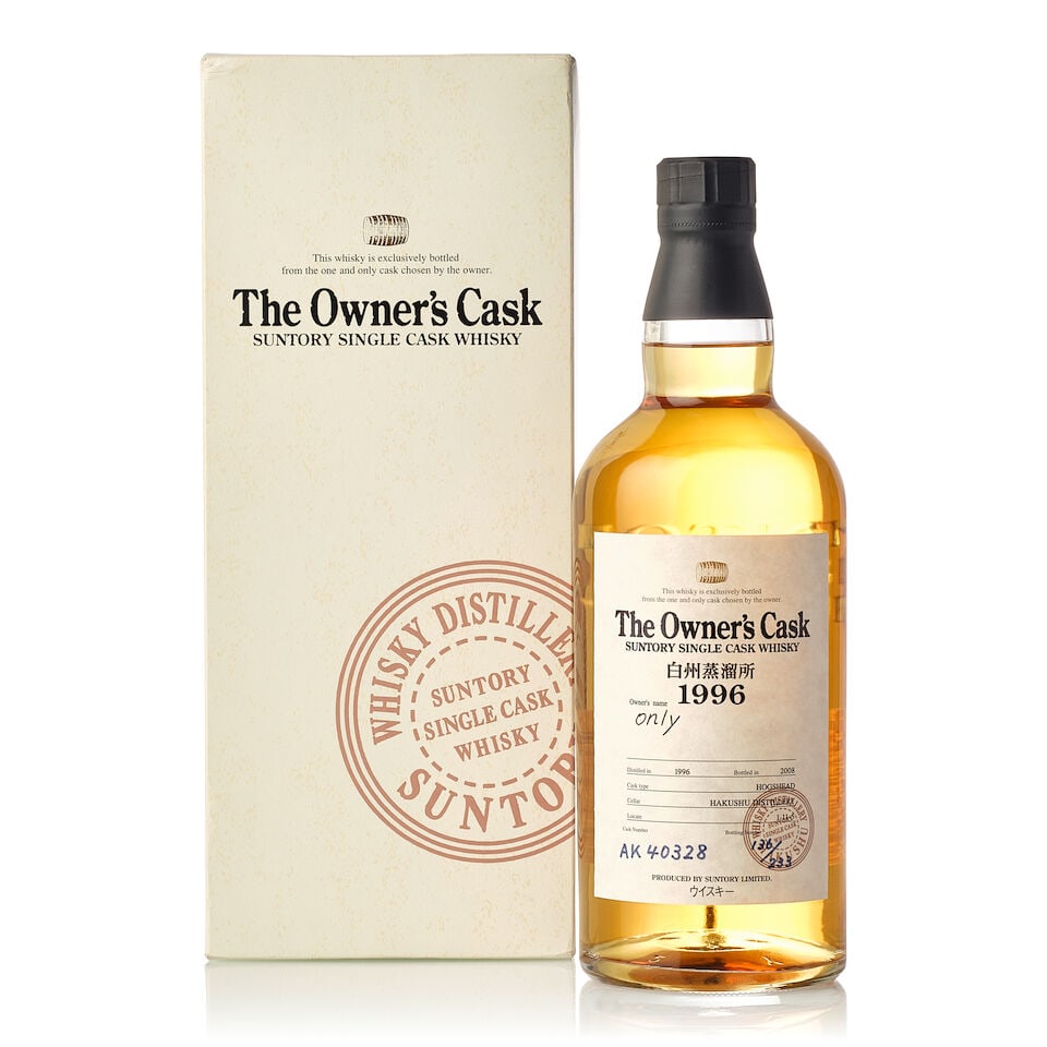 白州 Hakushu The Owner's Cask #AK40328, 1996 (1x 700ml): 白州 Hakushu The Owner's Cask #AK40328, 1996 (1x 700ml) Region: Japan Label: good label Packaging: original carton Alcohol content: 60% ABV Notes: Bottled in 2008. Distilled and bottled at