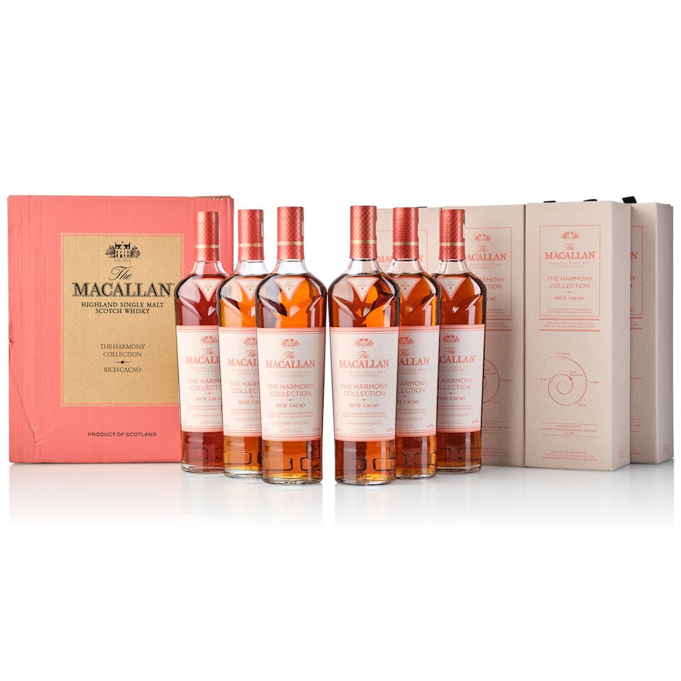 The Macallan Harmony Collection-Rich Cacao, NV (6x 700ml): The Macallan Harmony Collection-Rich Cacao, NV (6x 700ml) Region: Speyside Label: 6x good labels Packaging: 6x original cartons Miscellaneous: original outer carton Alcohol content: 44% ABV Notes: Dis