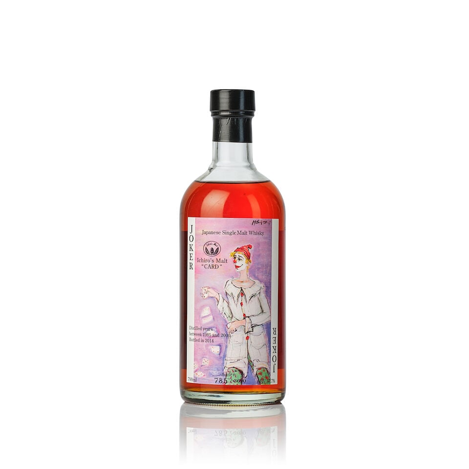 羽生 Hanyu Ichiro's Malt Joker 'Colour' (1x 700ml): 羽生 Hanyu Ichiro's Malt Joker 'Colour' (1x 700ml) Region: Japan Label: slightly bin-soiled label Alcohol content: 57.7% ABV Notes: Bottled 2014. Distilled years between 1985 and 2000 at H