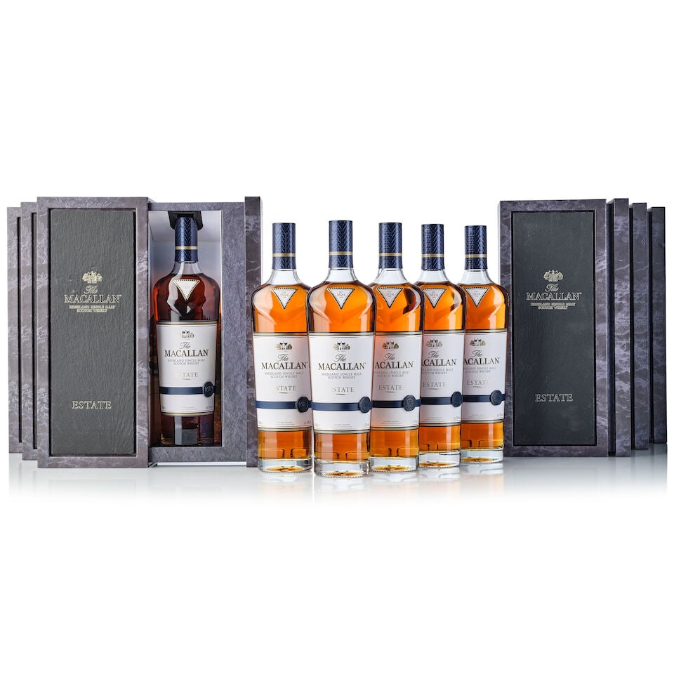 The Macallan Estate, NV (6x 700ml): The Macallan Estate, NV (6x 700ml) Region: Speyside Label: 6x good labels Packaging: 6x original cases Miscellaneous: 2x original outer cartons Alcohol content: 43% ABV Notes: Distilled and bottled by