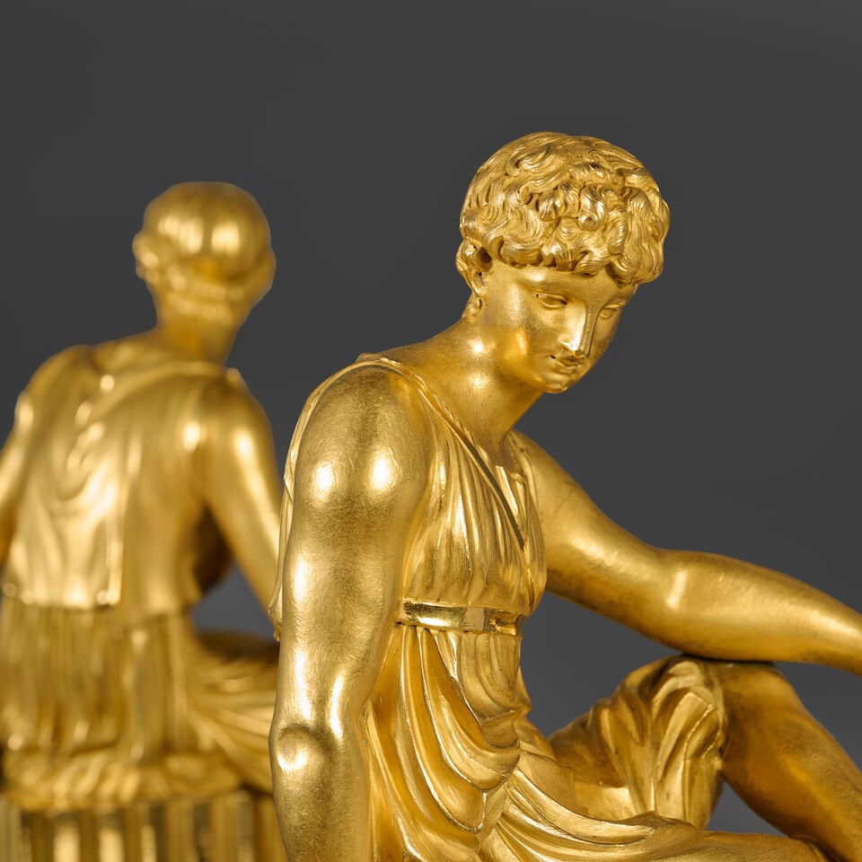Deux sujets en bronze à patine brune et dorée d'époque Empire Two Empire period b... - 3