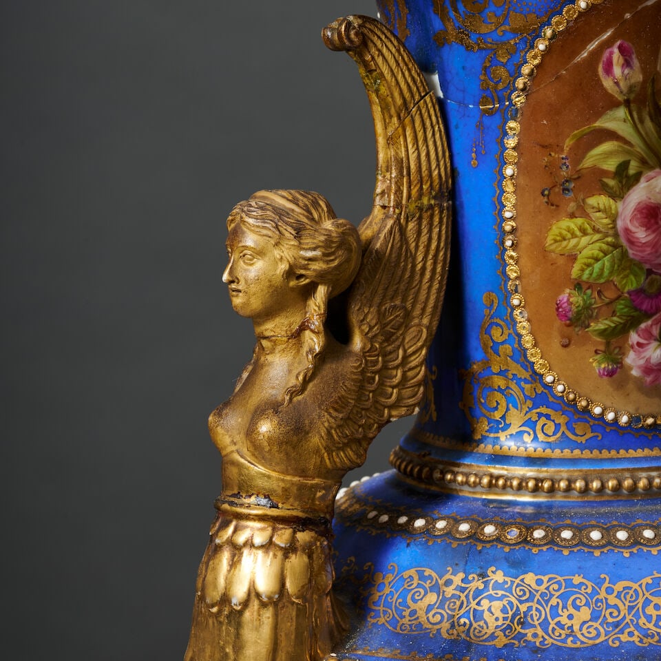Important vase en porcelaine de Paris à guirlandes de fleurs, vers 1844 A large Paris porce... - 2