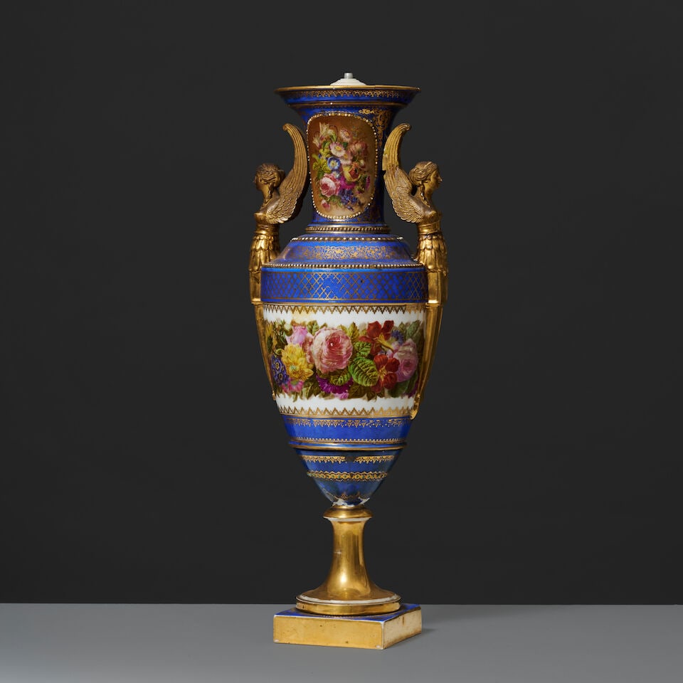 Important vase en porcelaine de Paris à guirlandes de fleurs, vers 1844 A large Paris porce... - 5