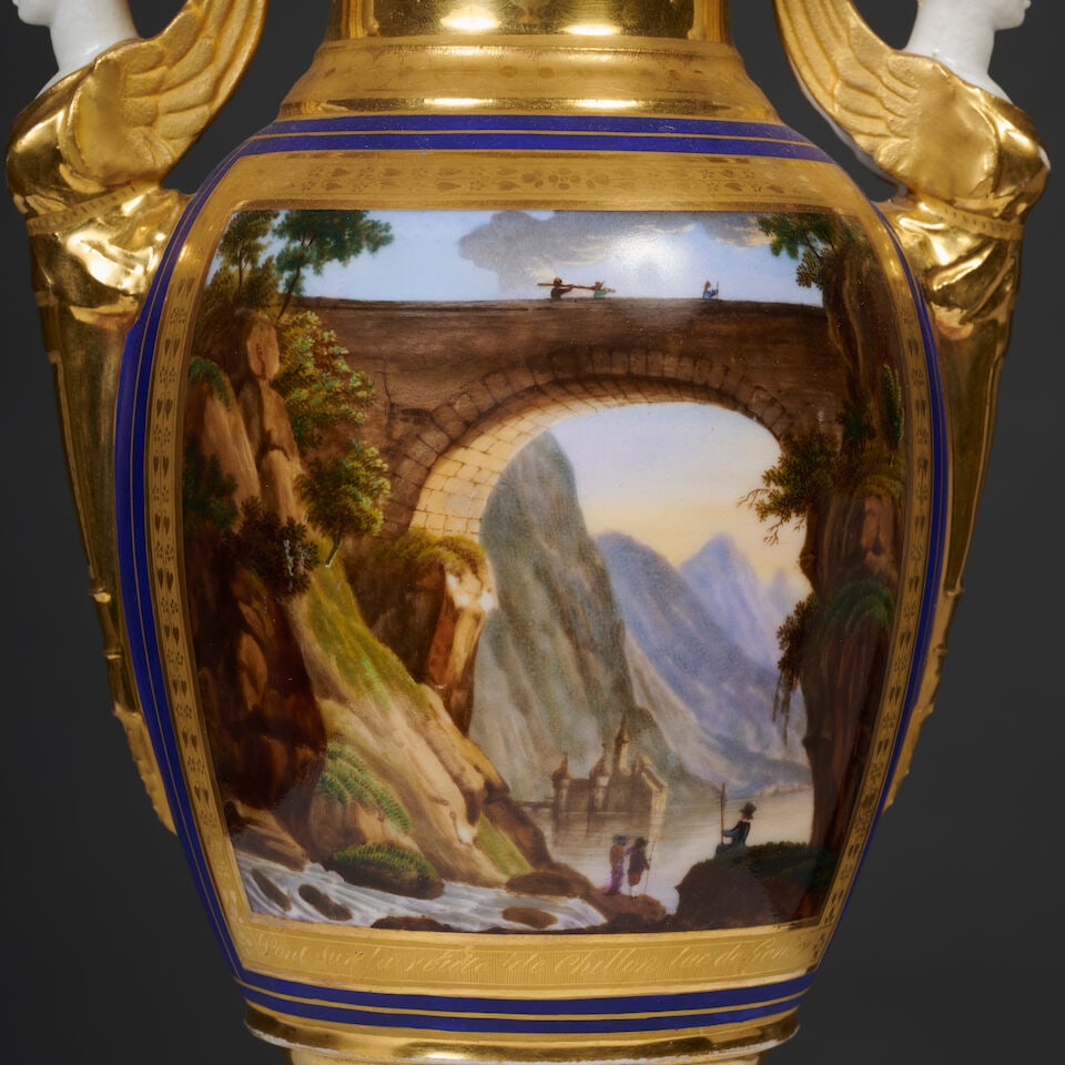 Vase en porcelaine de Paris ornée d'une vue de Genève du début du XIXe siècl... - 2