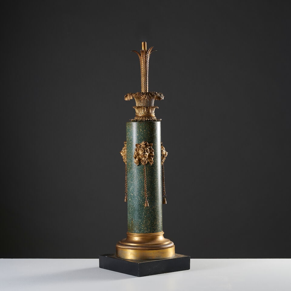 Colonne en porphyre vert et monture en bronze doré d'après Thomas Hope, XIXe sièc... - 2