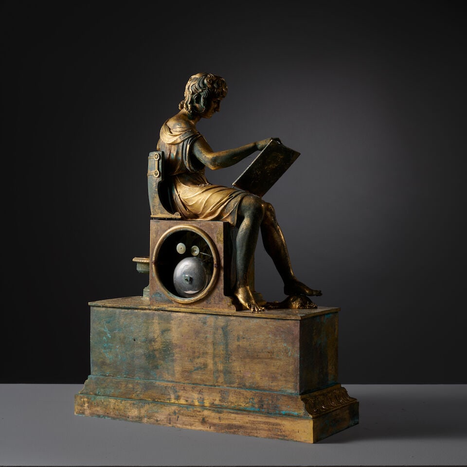 Pendule 'L'éducation d'Alexandre Le Grand' en bronze doré et ciselé d'époque... - 2