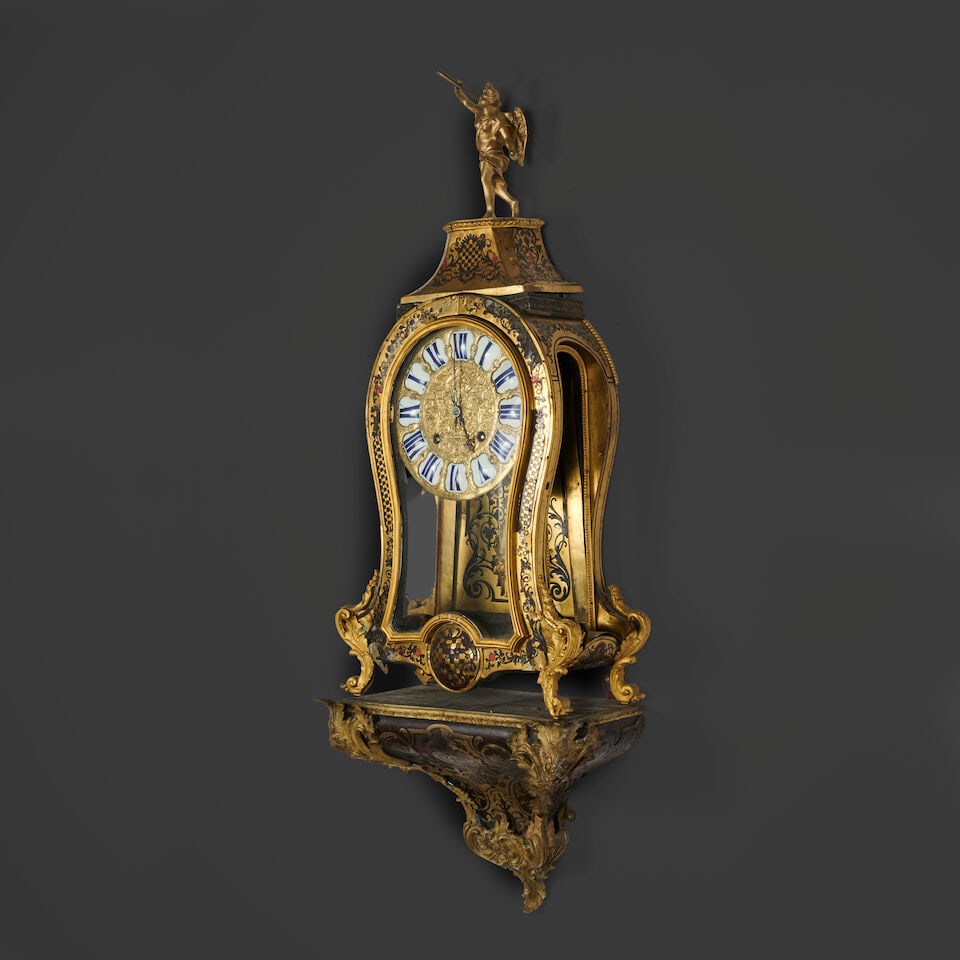 Cartel d'applique et console en placage d'écaille et laiton du début du XVIIIe siè... - 3