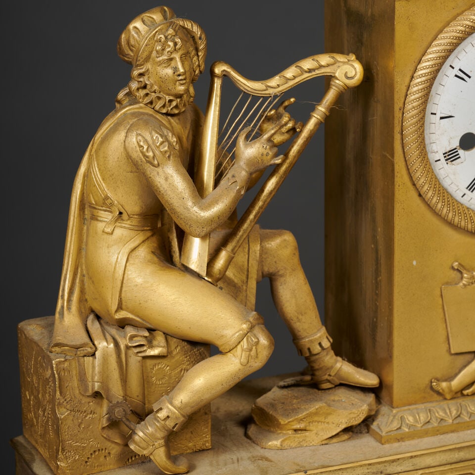 Pendule en bronze doré et ciselé d'époque Restauration A gilt-bronze clock, first... - 3