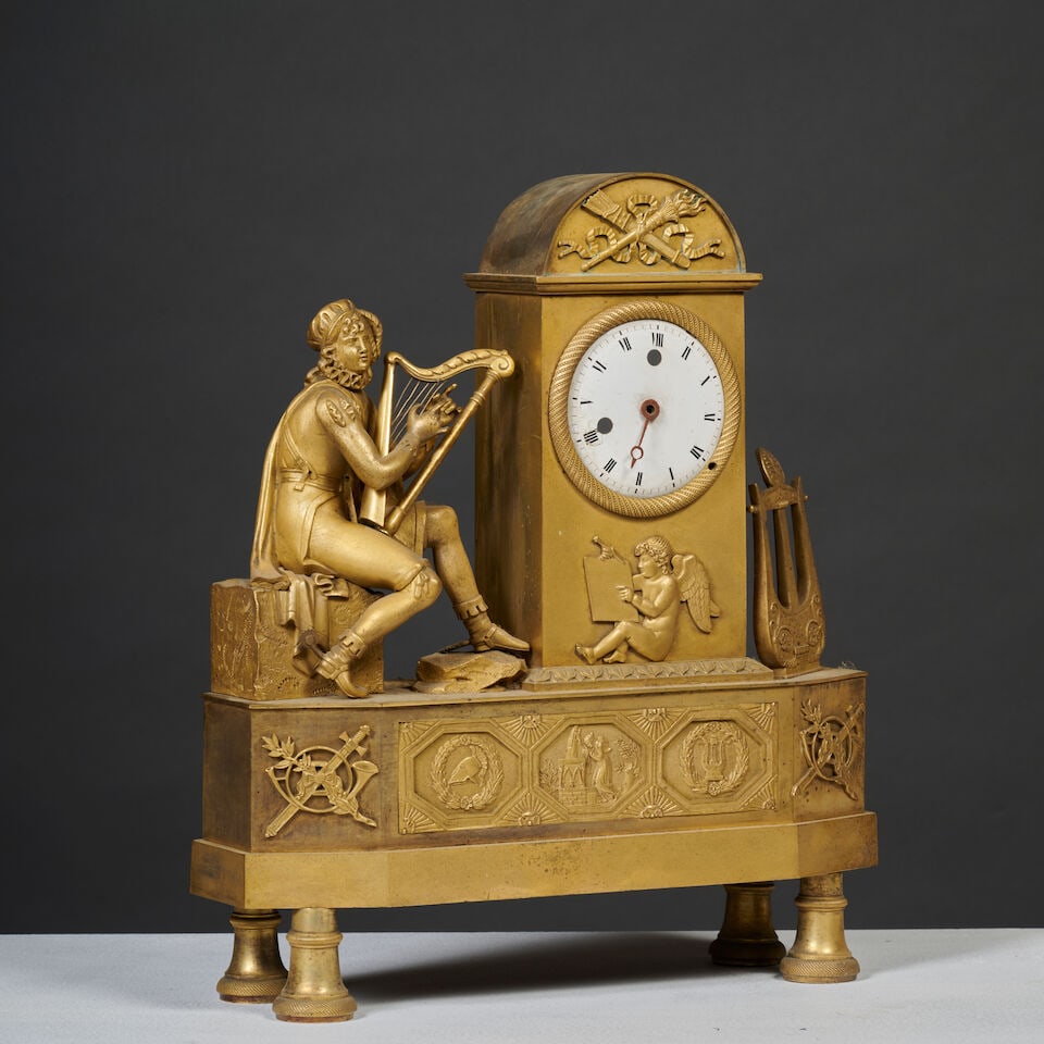 Pendule en bronze doré et ciselé d'époque Restauration A gilt-bronze clock, first... - 5