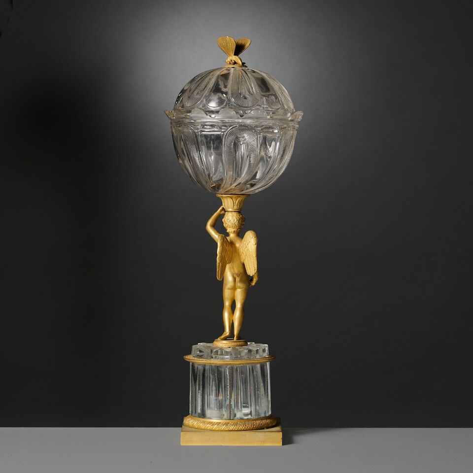Drageoir en cristal taillé et bronze doré d'époque Restauration A covered sugar-b... - 4