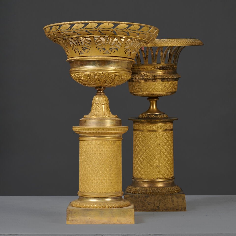 Deux coupes ajourées en bronze doré et ciselé d'époque Restauration Two pier... - 4
