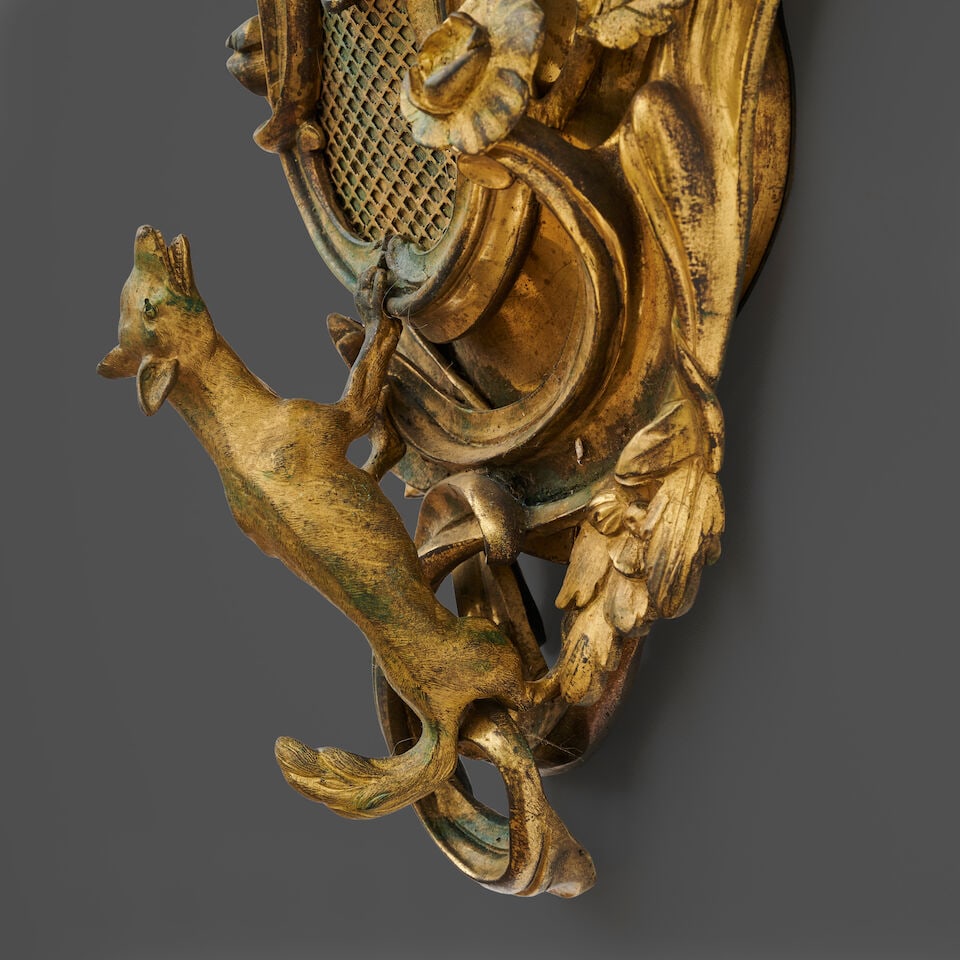 Important cartel d'applique 'aux Fables de la Fontaine' en bronze doré et ciselé de st... - 2