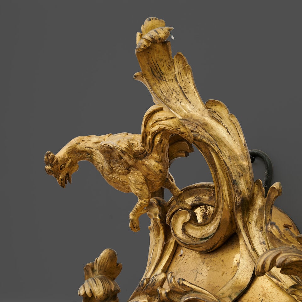 Important cartel d'applique 'aux Fables de la Fontaine' en bronze doré et ciselé de st... - 6
