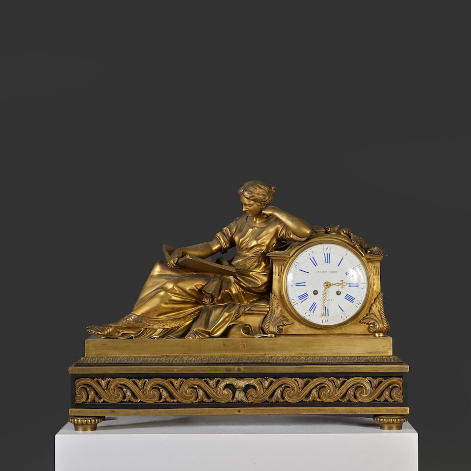 Importante pendule figurant l'Etude en bronze doré et ciselé de style Louis XVI, le ca... (1 of 4)