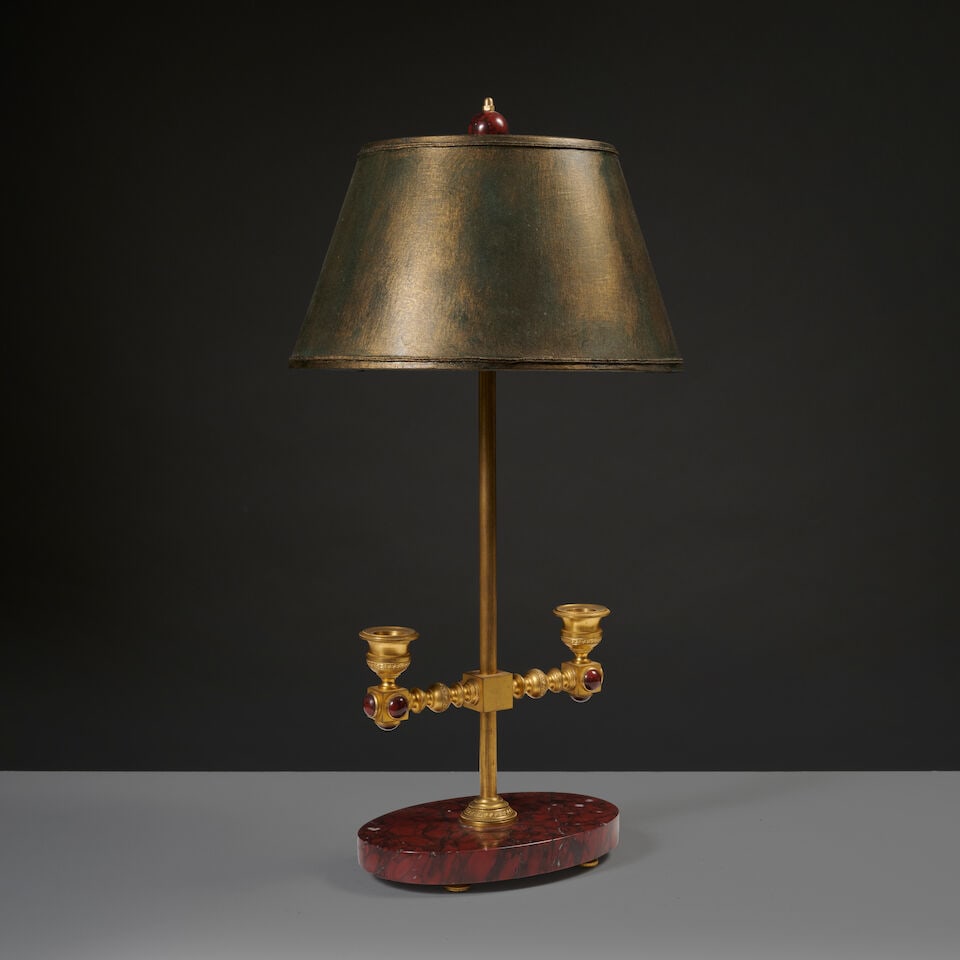 Double flambeau de table en bronze doré avec abat-jour, travail russe du milieu du XIXe si&... - 3