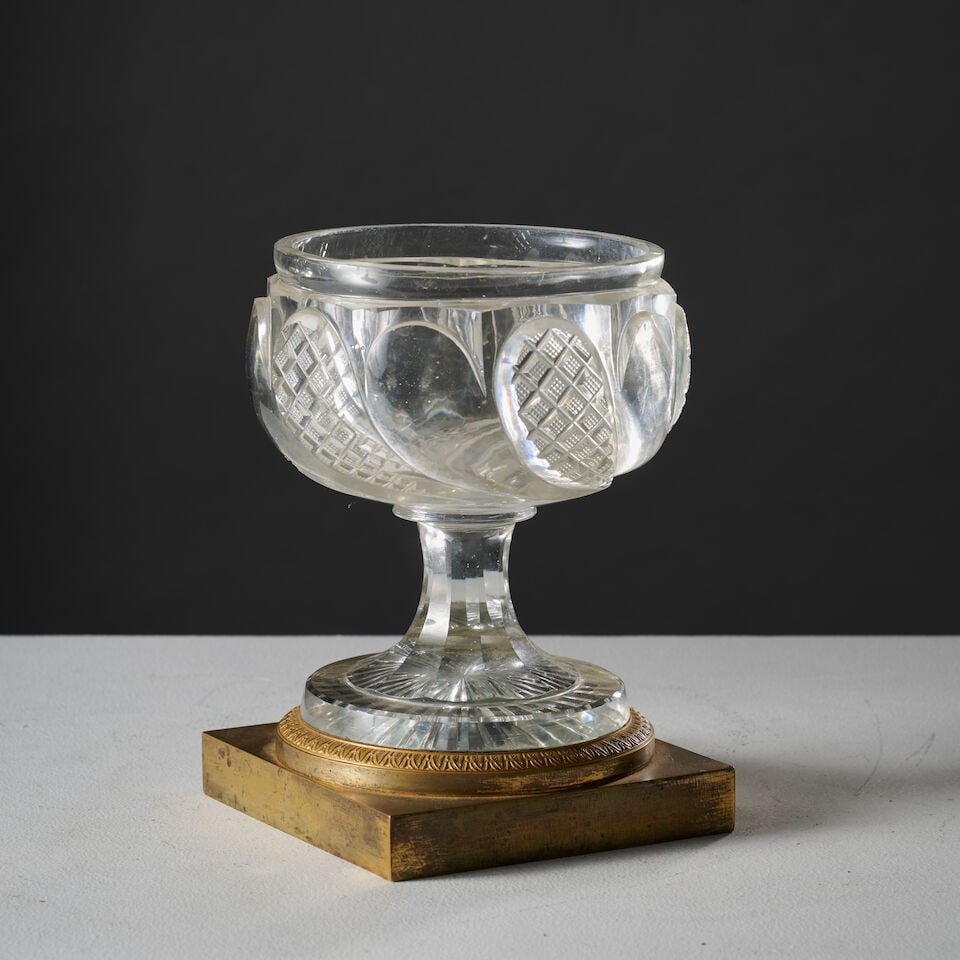 Coupe en cristal taillé et monture en bronze doré, Russie XIXe siècle A 19th cent... - 2