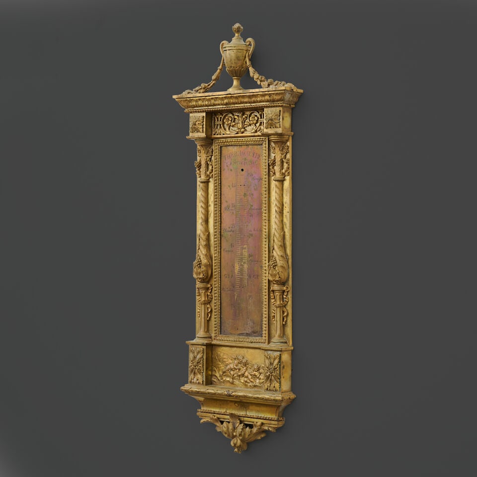 Thermomètre d'applique en bronze doré et ciselé de style Louis XVI A Louis XVI-st... - 2