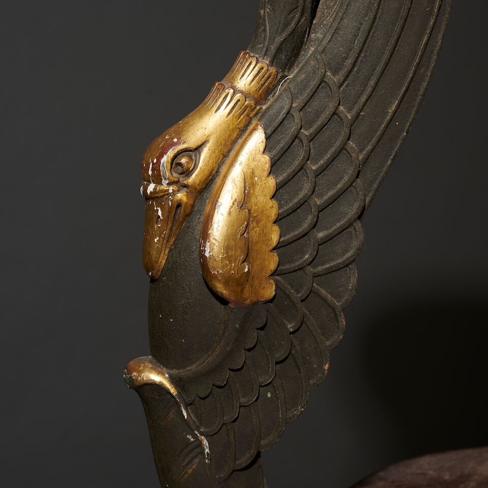 Petit guéridon en bois patiné noir et bois doré du XIXe siècle A 19th centur... - 3
