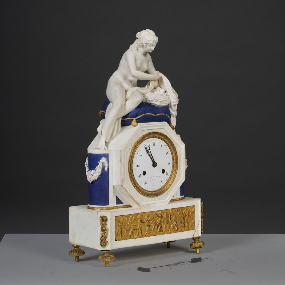 Nast. Pendule en biscuit et bronze doré d'époque Restauration Nast. A mantel clock in ... - 6