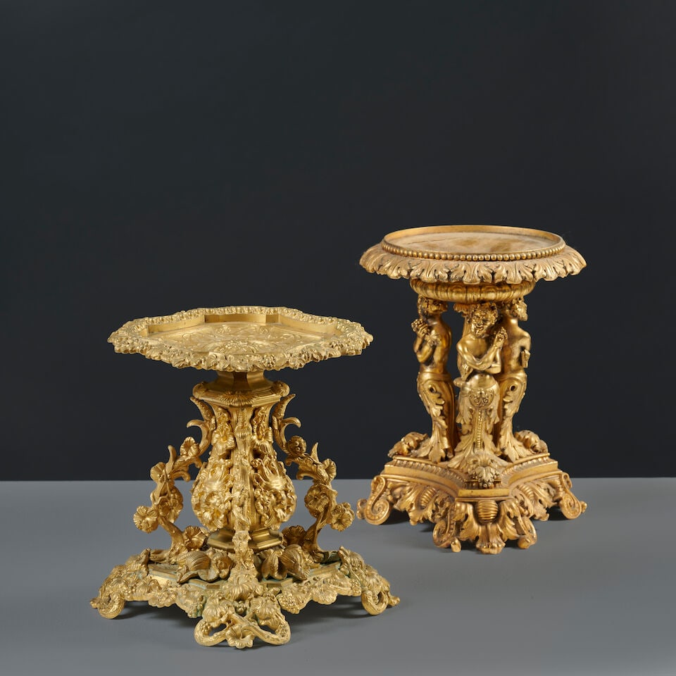 Deux coupes sur pied en bronze doré et ciselé d'époque Napoléon III Two gild... - 4