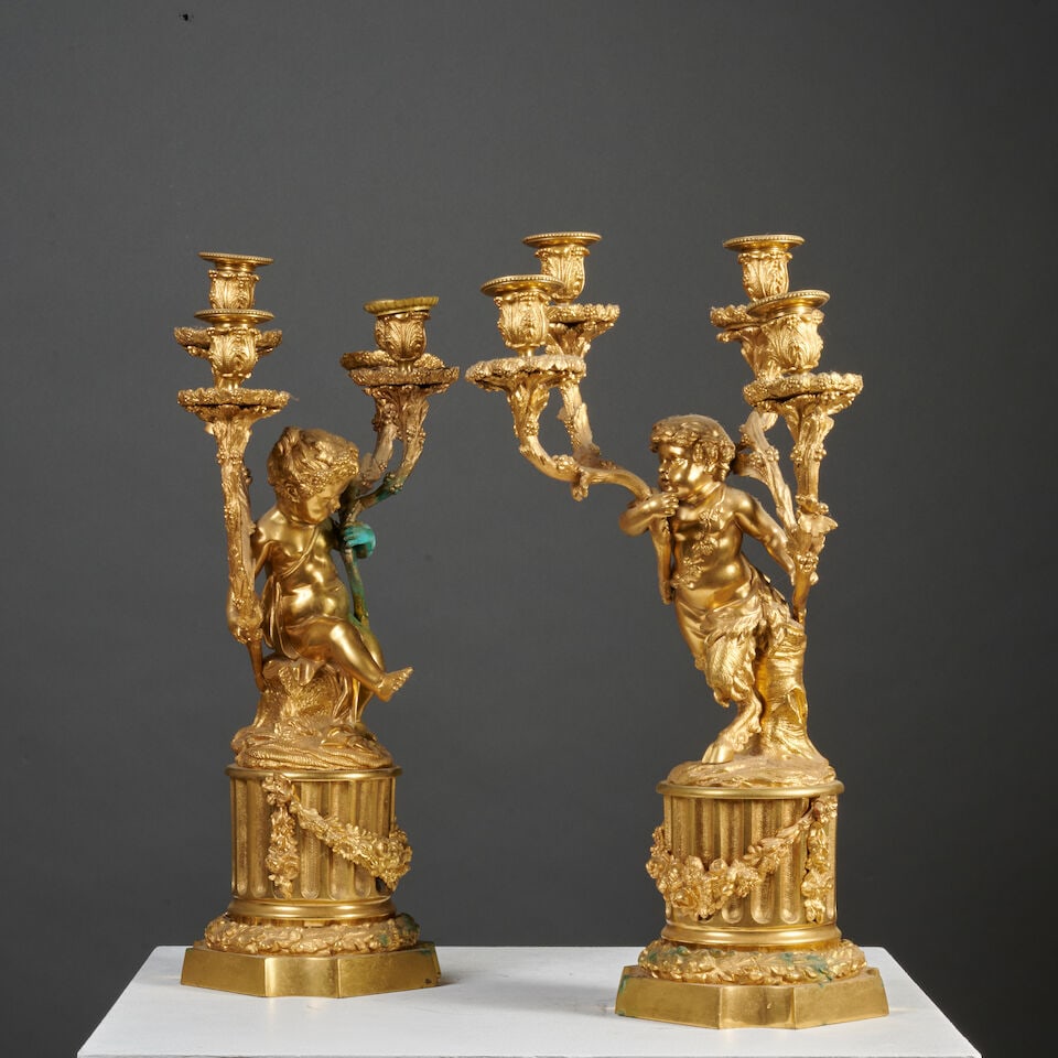 Paire de candélabres à quatre lumières du milieu du XIXe siècle A pair of fo... - 13