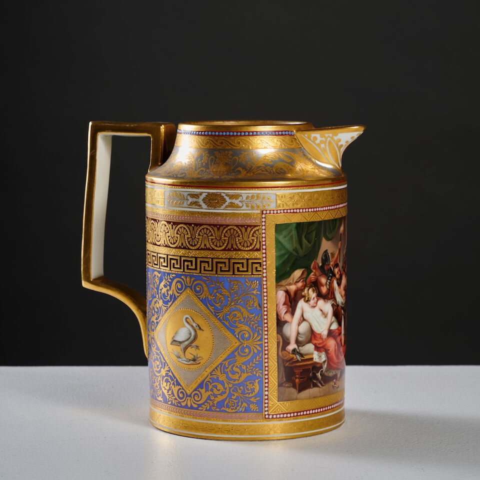 Verseuse à décor biblique en porcelaine de Vienne, début XIXe siècle A Vienn...: Verseuse à décor biblique en porcelaine de Vienne, début XIXe siècle A Vienna porcelain coffee-pot with biblical scene, early 19th century (Couvercle manquant) La réserve
