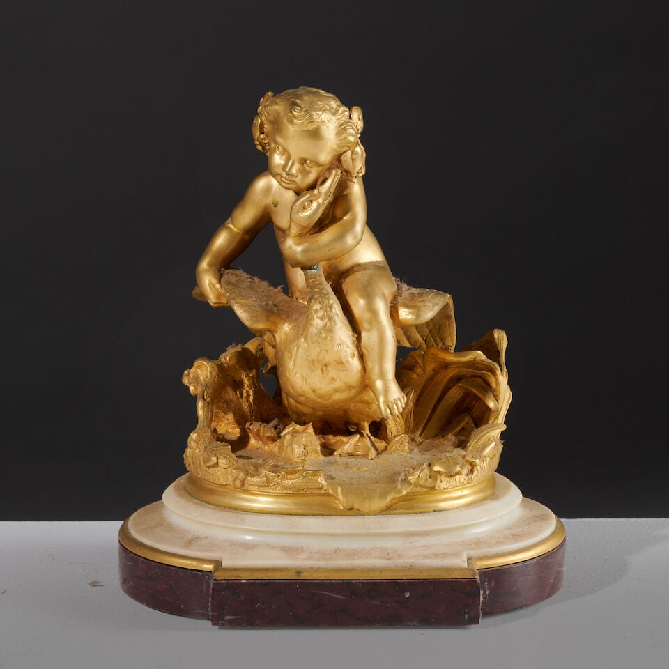 Amour et le cygne, sujet en bronze doré de la seconde partie du XIXe siècle 'Love and ... (1 of 3)