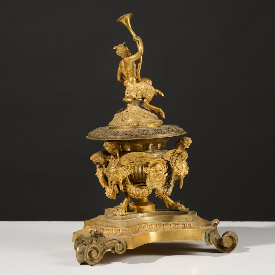 Important encrier en bronze doré et patiné d'époque Napoléon III A Napoleon ... - 2