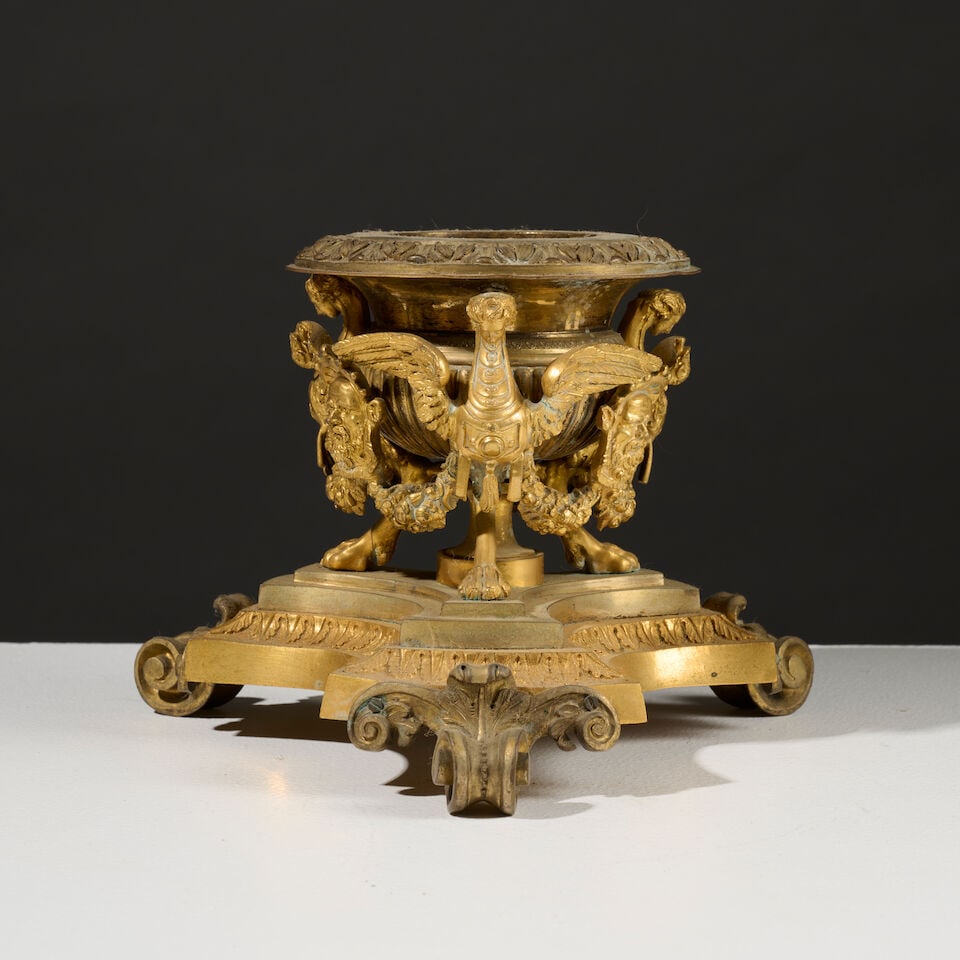 Important encrier en bronze doré et patiné d'époque Napoléon III A Napoleon ... - 4