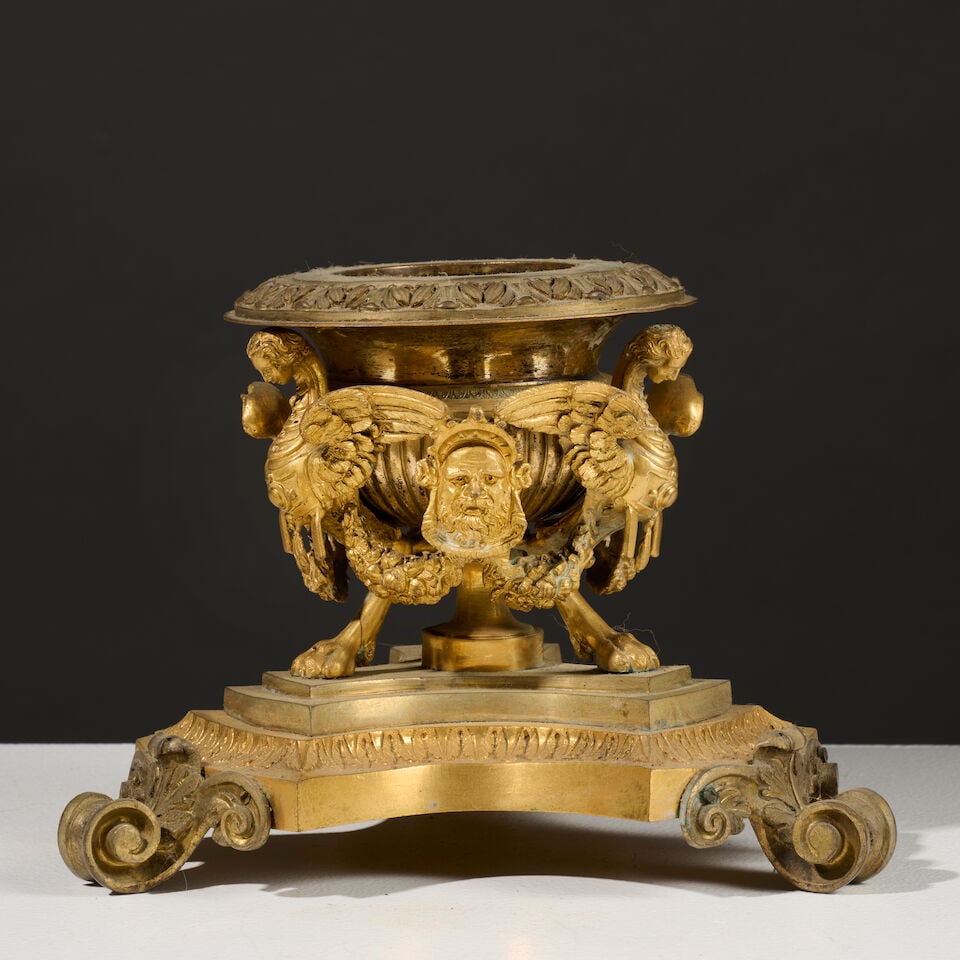 Important encrier en bronze doré et patiné d'époque Napoléon III A Napoleon ... - 5