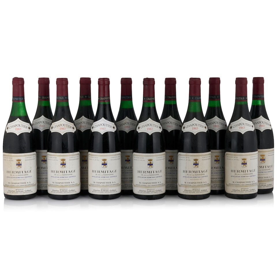 M. Chapoutier, Hermitage Monier de la Sizeranne, 1983 (12 bottles, 750ml): M. Chapoutier, Hermitage Monier de la Sizeranne, 1983 (12 bottles, 750ml) Region: Northern Rhône Fill Level: one .5cm, four 1cm, four 1.5cm, two 2.5cm, one 4.5cm Capsule: bin soiled, one