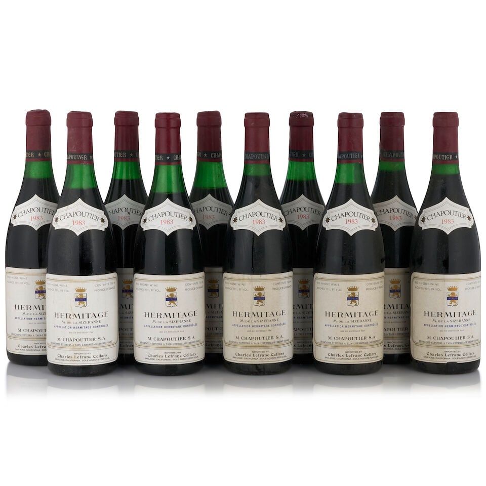 M. Chapoutier, Hermitage Monier de la Sizeranne, 1983 (10 bottles, 750ml): M. Chapoutier, Hermitage Monier de la Sizeranne, 1983 (10 bottles, 750ml) Region: Northern Rhône Fill Level: one 1cm, two 1.5cm, two 2cm, two 2.5cm, one 3cm, two 3.5cm Capsule: bin soiled, one