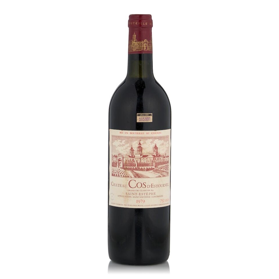 Château Cos d'Estournel, 1979 (1 bottle, 750ml): Château Cos d'Estournel, 1979 (1 bottle, 750ml) Region: Saint-Estèphe Fill Level: top shoulder Label: lightly bin soiled, faded, bin stained Footnotes: Left Bank, Bordeaux This lot is