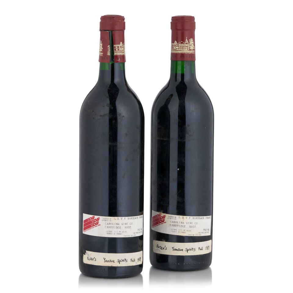 Château Lafite Rothschild, 1986 (2 bottles, 750ml): Château Lafite Rothschild, 1986 (2 bottles, 750ml) Region: Pauillac Fill Level: both into neck Capsule: capsule cut by Bonham's specialist Label: both missing Footnotes: Left Bank, Bordeaux This