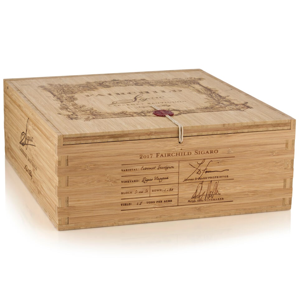 Fairchild Estate, Cabernet Sauvignon Sigaro Vineyard, 2017 (3 bottles, 750ml): Fairchild Estate, Cabernet Sauvignon Sigaro Vineyard, 2017 (3 bottles, 750ml) Region: Santa Barbara Packaging: original wooden case, banded Footnotes: California This lot is subject to the following