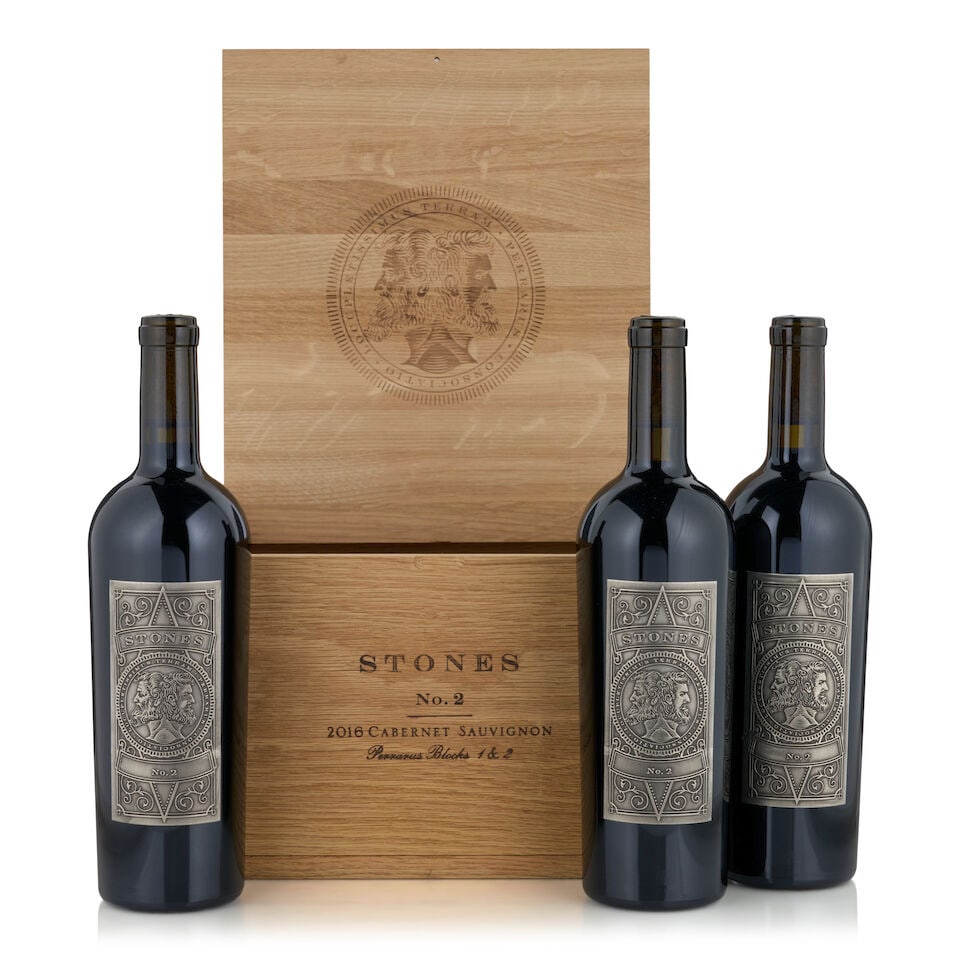 Fairchild Estate, Cabernet Sauvignon Stones No. 2 Perranus Blocks 1 & 2, 2016 (3 bottles, 750ml): Fairchild Estate, Cabernet Sauvignon Stones No. 2 Perranus Blocks 1 & 2, 2016 (3 bottles, 750ml) Region: Napa Valley Packaging: original wooden case Footnotes: California This lot is subject to the