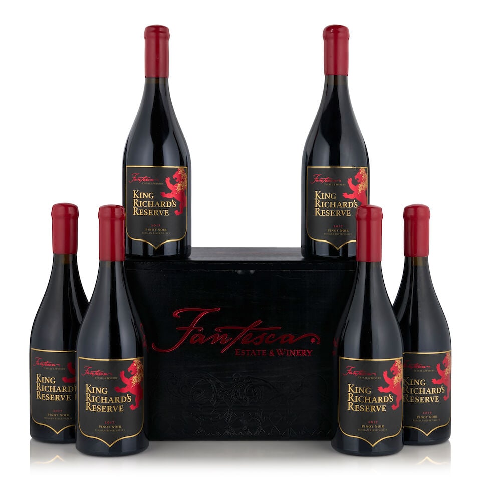 Fantesca Estate, Pinot Noir Russian River Valley King Richard's Reserve, 2017 (6 bottles, 750ml): Fantesca Estate, Pinot Noir Russian River Valley King Richard's Reserve, 2017 (6 bottles, 750ml) Region: Sonoma Packaging: original wooden case Footnotes: California This lot is subject to the