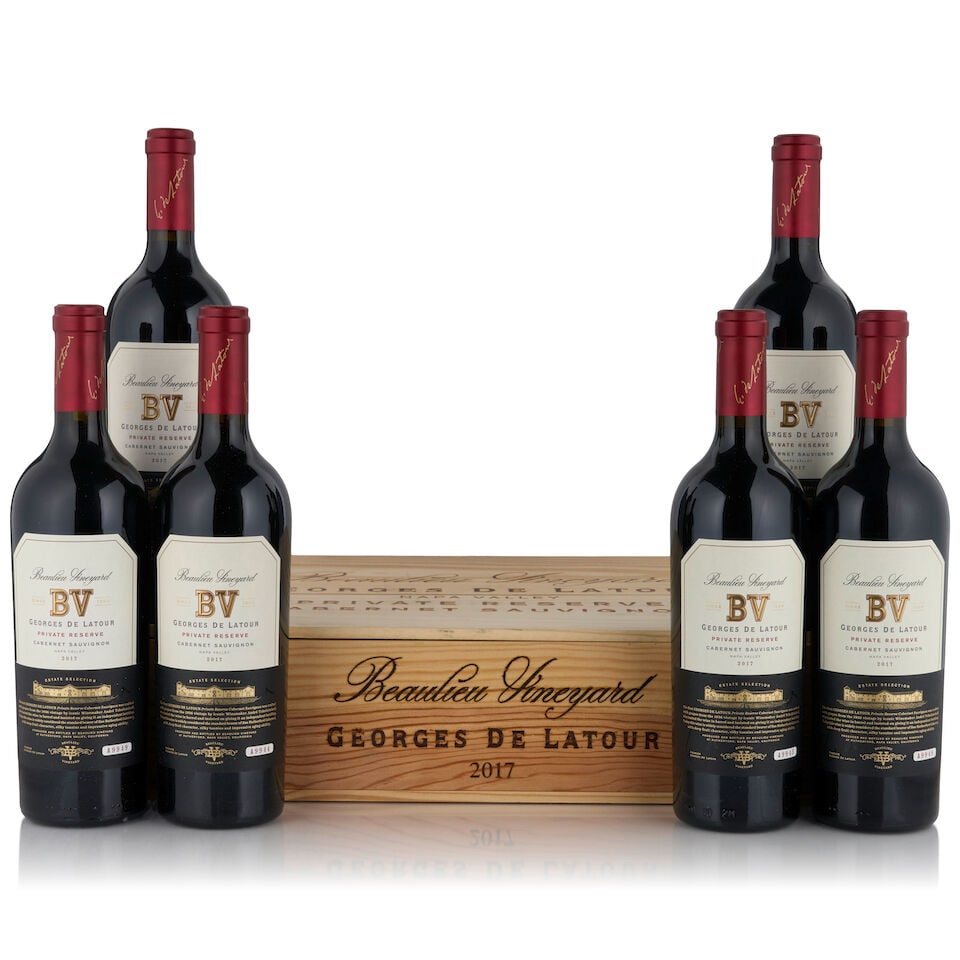 Beaulieu Vineyards, Georges de Latour Cabernet Sauvignon, 2017 (6 bottles, 750ml): Beaulieu Vineyards, Georges de Latour Cabernet Sauvignon, 2017 (6 bottles, 750ml) Region: Napa Valley Packaging: original wooden case Footnotes: California This lot is subject to the following lot sym