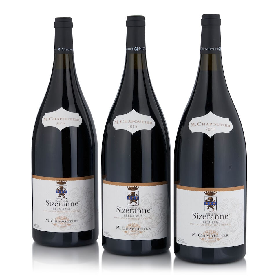 M. Chapoutier, Hermitage Monier de la Sizeranne, 2015 (3 bottles, 1.5L): M. Chapoutier, Hermitage Monier de la Sizeranne, 2015 (3 bottles, 1.5L) Region: Northern Rhône This lot is subject to the following lot symbols: • • Zero rated for tax, no tax will