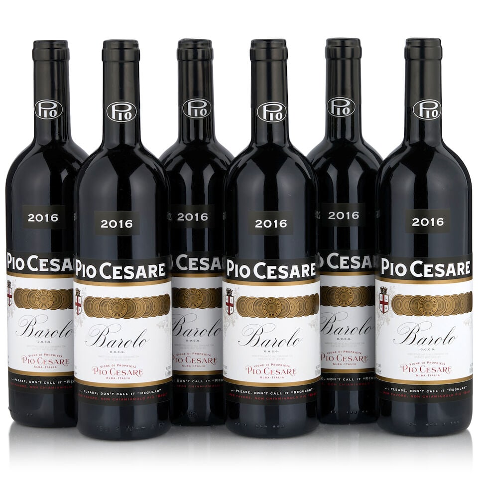 Pio Cesare, Barolo, 2016 (6 bottles, 750ml): Pio Cesare, Barolo, 2016 (6 bottles, 750ml) Region: Piedmont Packaging: original cardboard case Footnotes: Italy This lot is subject to the following lot symbols: • • Zero rated for tax,
