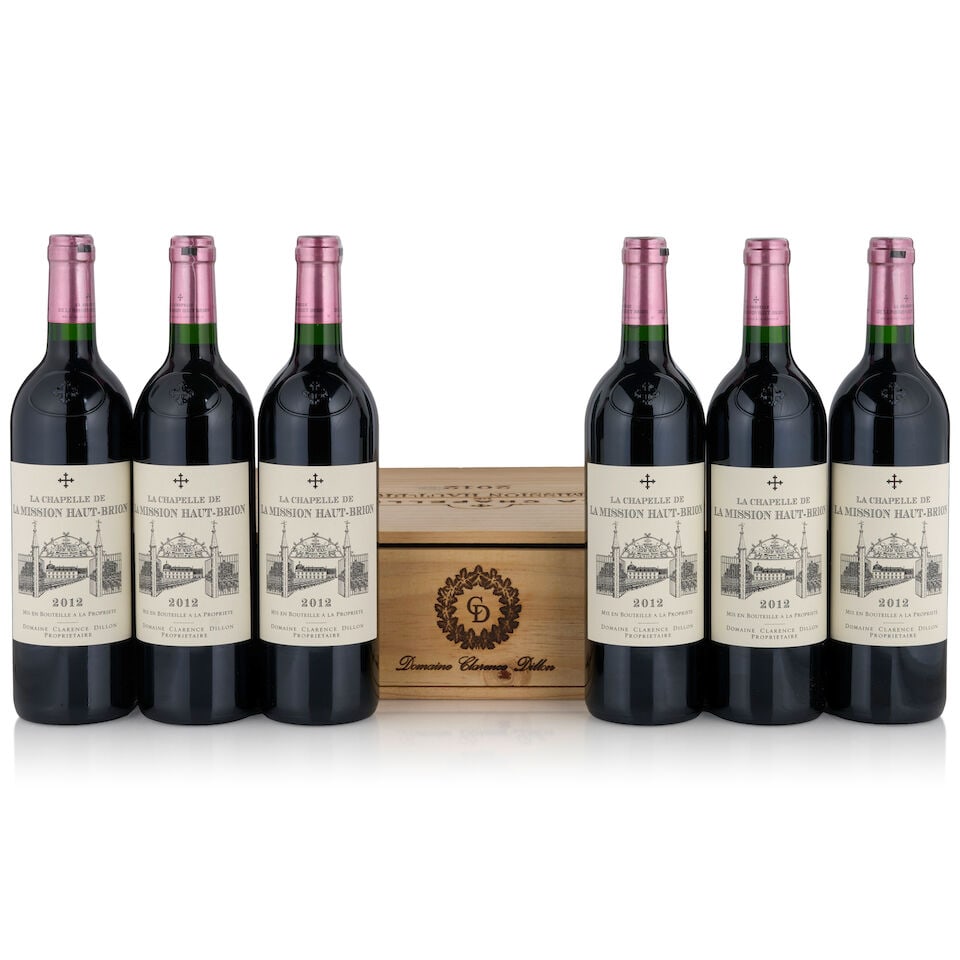 La Chapelle de la Mission Haut-Brion, 2012 (6 bottles, 750ml): La Chapelle de la Mission Haut-Brion, 2012 (6 bottles, 750ml) Region: Pessac-Léognan Packaging: original wooden case Footnotes: Left Bank, Bordeaux This lot is subject to the following lot