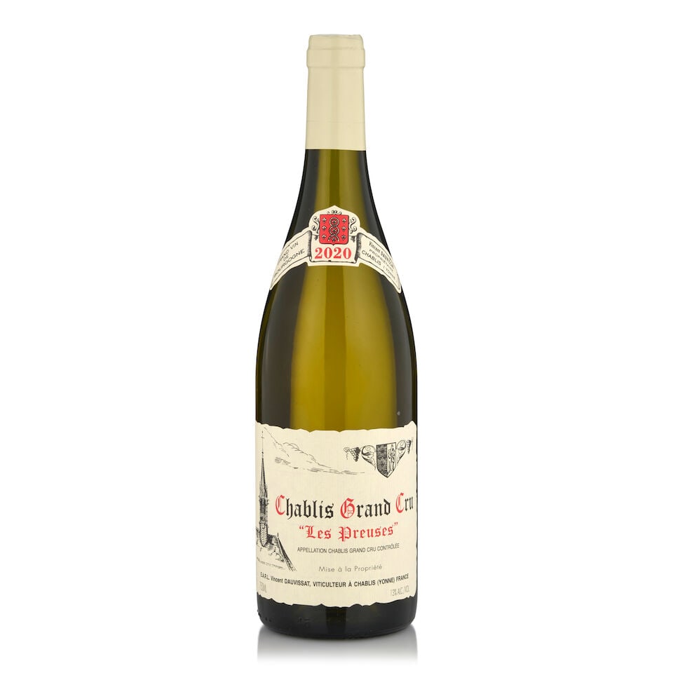 Vincent Dauvissat, Chablis Les Preuses, 2020 (1 bottle, 750ml): Vincent Dauvissat, Chablis Les Preuses, 2020 (1 bottle, 750ml) Region: Chablis Footnotes: Burgundy This lot is subject to the following lot symbols: • • Zero rated for tax, no tax will be