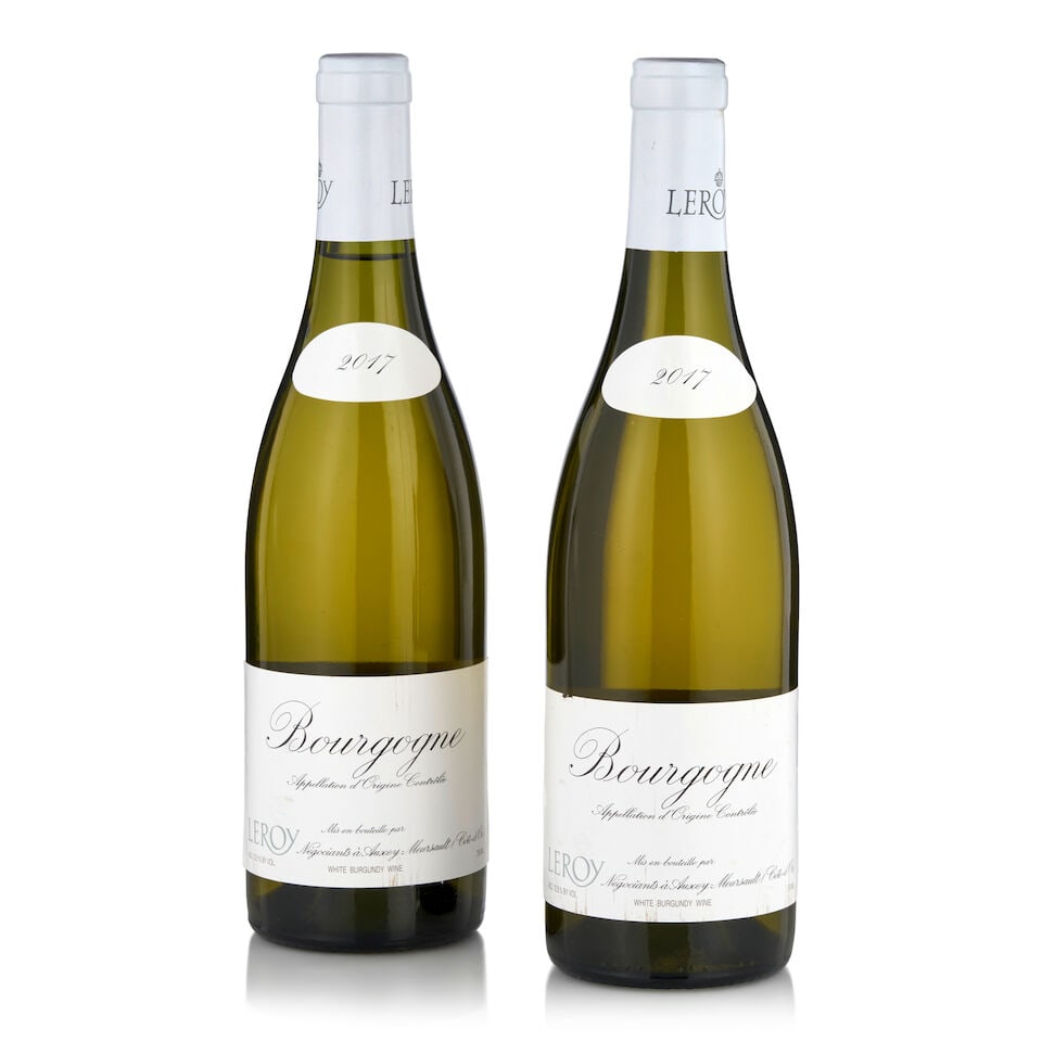 Maison Leroy, Bourgogne Blanc, 2017 (2 bottles, 750ml): Maison Leroy, Bourgogne Blanc, 2017 (2 bottles, 750ml) Region: Burgundy Footnotes: Burgundy This lot is subject to the following lot symbols: • • Zero rated for tax, no tax will be added