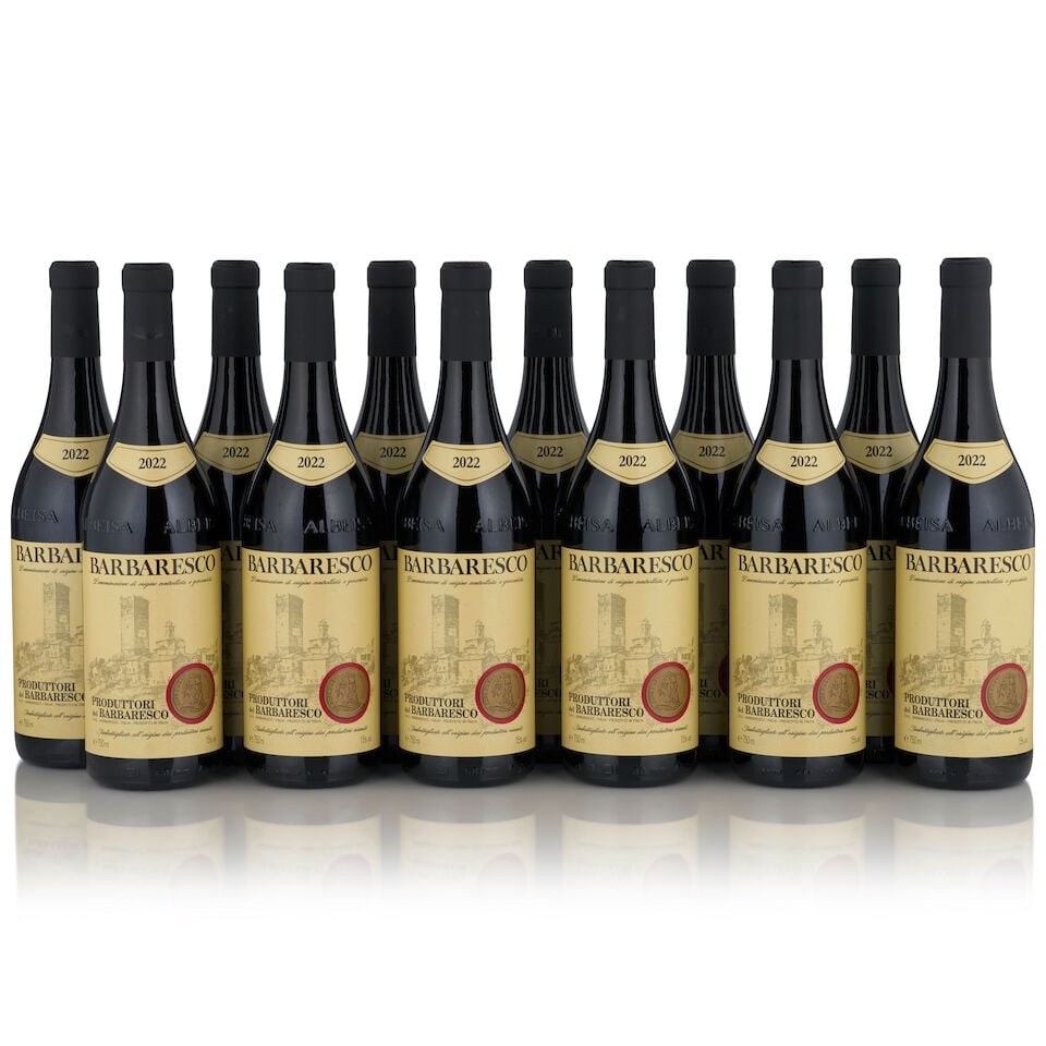 Produttori del Barbaresco, Barbaresco, 2022 (12 bottles, 750ml): Produttori del Barbaresco, Barbaresco, 2022 (12 bottles, 750ml) Region: Piedmont Packaging: two 6-pack original cardboard cases Footnotes: Italy This lot is subject to the following lot symbols: