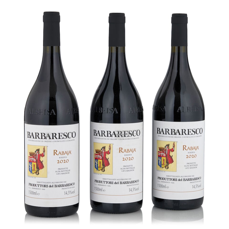 Produttori del Barbaresco, Barbaresco Riserva Rabaja, 2020 (3 bottles, 1.5L): Produttori del Barbaresco, Barbaresco Riserva Rabaja, 2020 (3 bottles, 1.5L) Region: Piedmont Packaging: original cardboard case Footnotes: Italy This lot is subject to the following lot symbols: